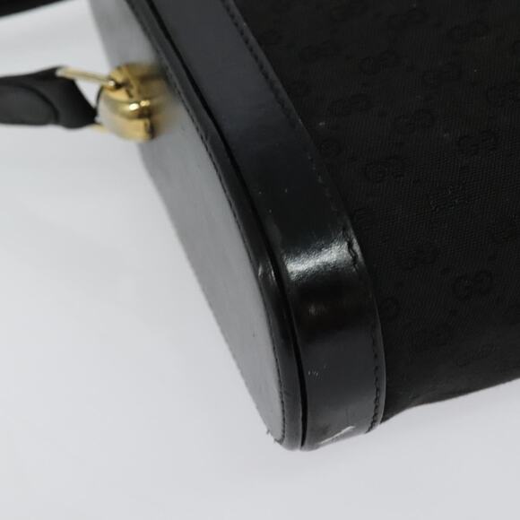 GUCCI Micro GG Canvas Shoulder Bag Leather Gold Black - Picture 11 of 16